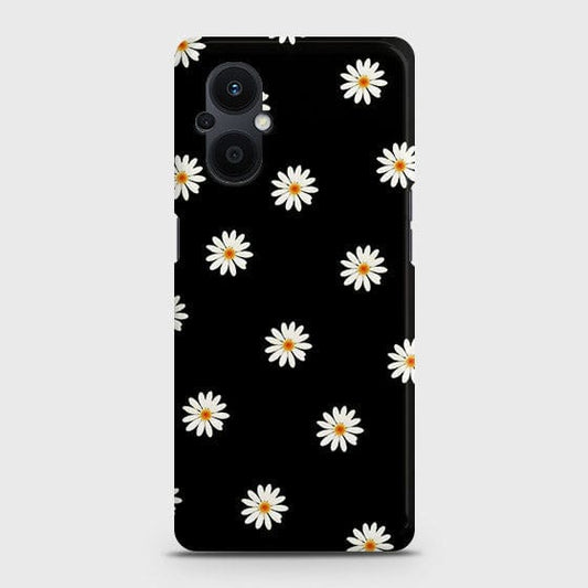 Oppo F21 Pro 5G Cover - White Bloom Flowers with Black Background Printed Hard Case with Life Time Colors Guarantee