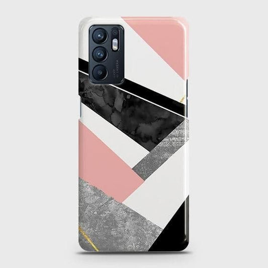 Oppo Reno 6 4G Cover - Matte Finish - Geometric Luxe Marble Trendy Printed Hard Case with Life Time Colors Guarantee