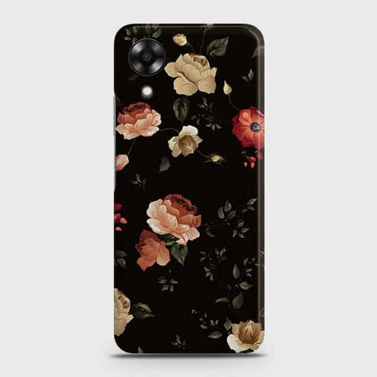 Oppo A17k Cover - Dark Rose Vintage Flowers Printed Hard Case with Life Time Colors Guarantee