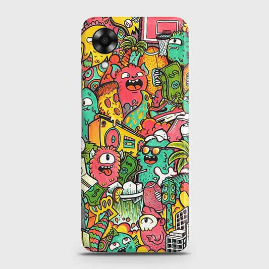 Oppo A17k Cover - Candy Colors Trendy Sticker Collage Printed Hard Case with Life Time Colors Guarantee