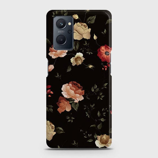 Realme 9i Cover - Dark Rose Vintage Flowers Printed Hard Case with Life Time Colors Guarantee