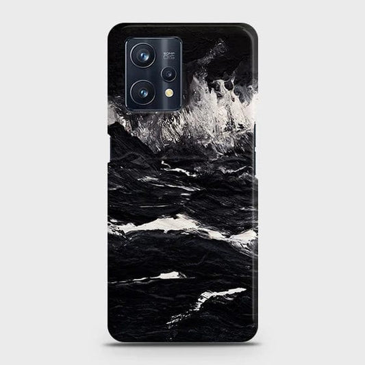 Realme 9 4G Cover - Matte Finish - Black Ocean Marble Trendy Printed Hard Case with Life Time Colors Guarantee