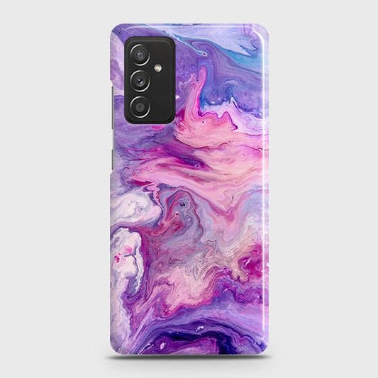 Samsung Galaxy M52 5G Cover - Chic Blue Liquid Marble Printed Hard Case with Life Time Colors Guarantee