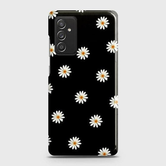 Samsung Galaxy M52 5G Cover - Matte Finish - White Bloom Flowers with Black Background Printed Hard Case with Life Time Colors Guarantee
