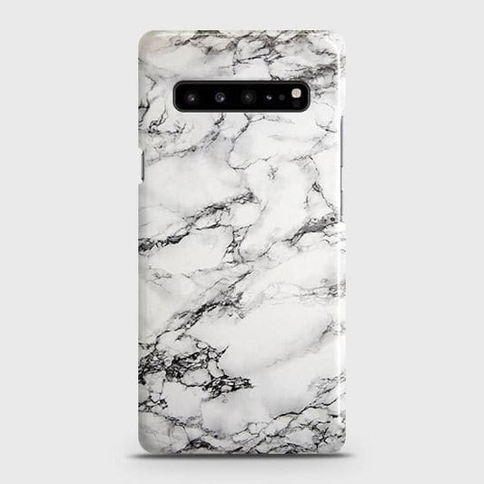 Samsung Galaxy S10 5G Cover - Matte Finish - Trendy White Floor Marble Printed Hard Case with Life Time Colors Guarante
