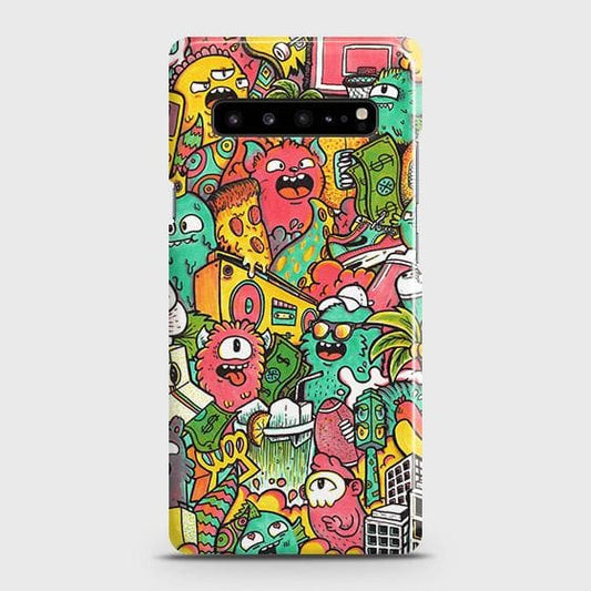 Samsung Galaxy S10 5G Cover - Candy Colors Trendy Sticker Bomb Printed Hard Case with Life Time Colors Guarantee