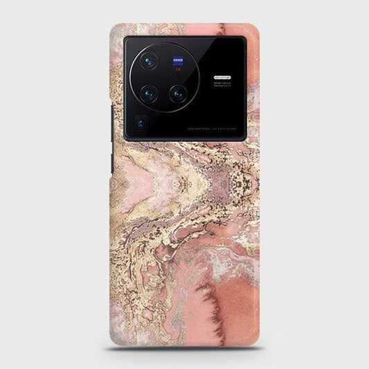 Vivo X80 Cover - Trendy Chic Rose Gold Marble Printed Hard Case with Life Time Colors Guarantee