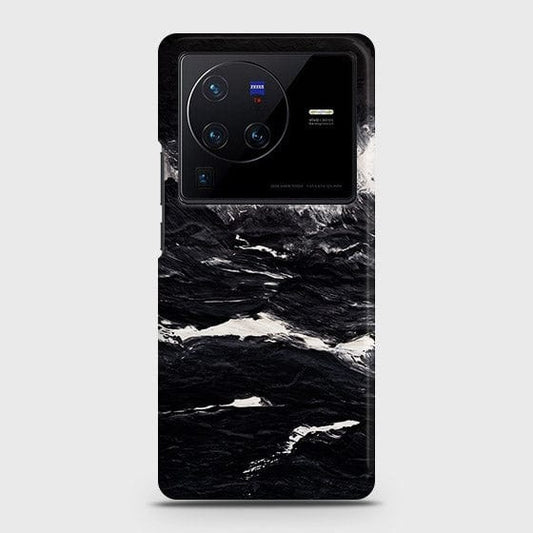 Vivo X80 Cover - Black Ocean Marble Trendy Printed Hard Case with Life Time Colors Guarantee