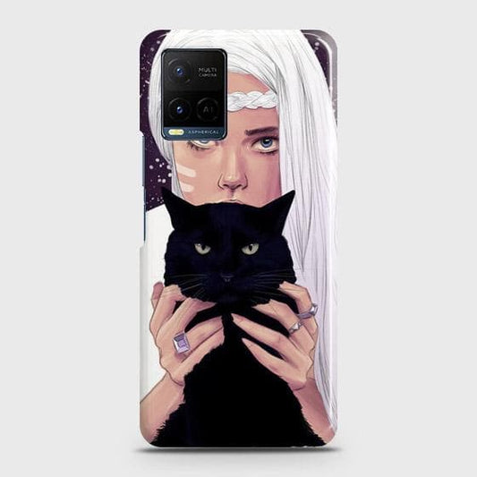 Vivo Y21 Cover - Trendy Wild Black Cat Printed Hard Case with Life Time Colors Guarantee