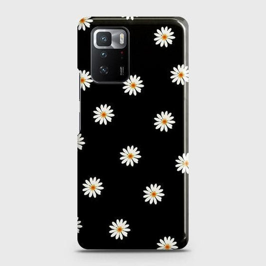 Xiaomi Poco X3 GT Cover - Matte Finish - White Bloom Flowers with Black Background Printed Hard Case with Life Time Colors Guarantee