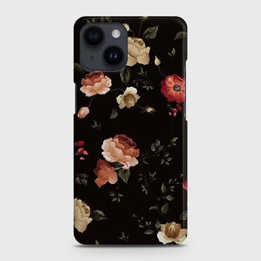 iPhone 14 Plus Cover - Matte Finish - Dark Rose Vintage Flowers Printed Hard Case with Life Time Colors Guarantee
