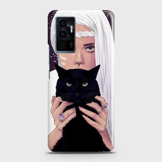 Vivo V23e Cover - Trendy Wild Black Cat Printed Hard Case with Life Time Colors Guarantee