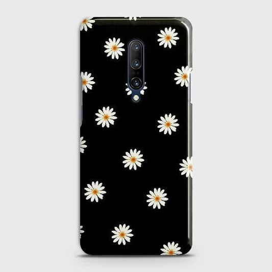 OnePlus 7 Pro Cover - Matte Finish - White Bloom Flowers with Black Background Printed Hard Case with Life Time Colors Guarantee ( Fast Delivery ) (H)