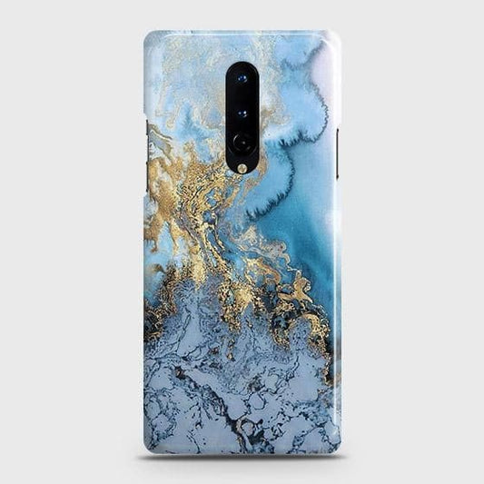 OnePlus 8 4G Cover - Trendy Golden & Blue Ocean Marble Printed Hard Case with Life Time Colors Guarantee
