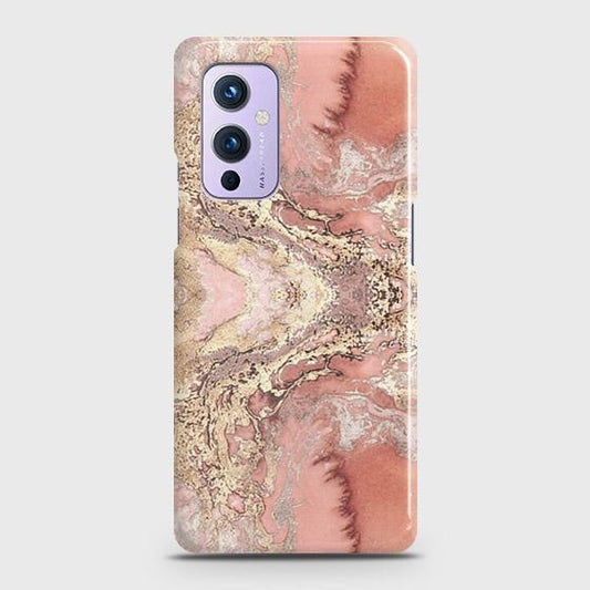 OnePlus 9 Cover - Trendy Chic Rose Gold Marble Printed Hard Case with Life Time Colors Guarantee