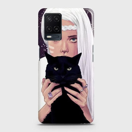 Oppo A55 5G Cover - Trendy Wild Black Cat Printed Hard Case with Life Time Colors Guarantee ( Fast Delivery )