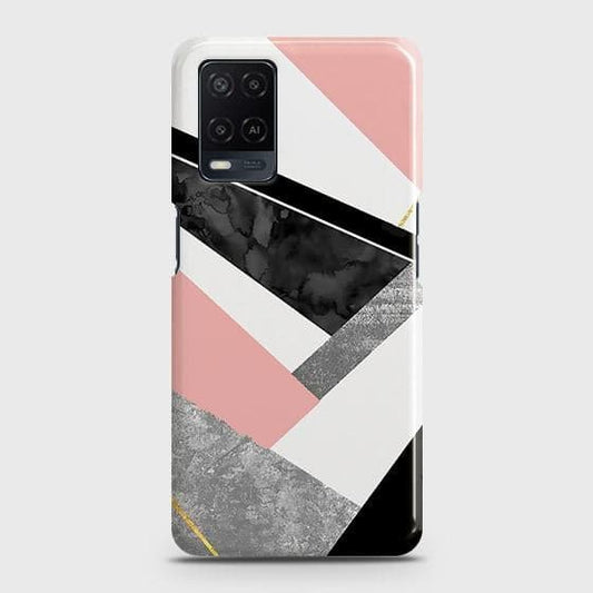 Oppo A55 5G Cover - Matte Finish - Geometric Luxe Marble Trendy Printed Hard Case with Life Time Colors Guarantee ( Fast Delivery )