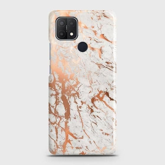 Oppo A15 Cover - In Chic Rose Gold Chrome Style Printed Hard Case with Life Time Colors Guarantee b49