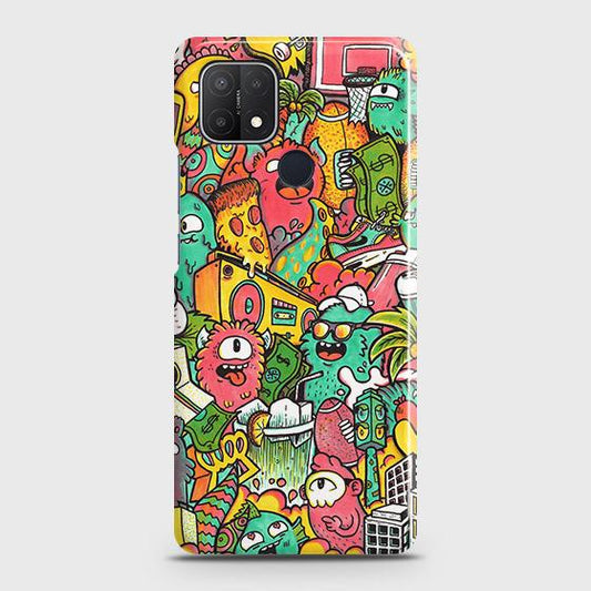 Oppo A15 Cover - Matte Finish - Candy Colors Trendy Sticker collage Printed Hard Case with Life Time Colors Guarantee