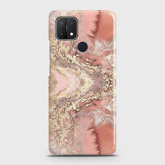 Oppo A15s Cover - Trendy Chic Rose Gold Marble Printed Hard Case with Life Time Colors Guarantee