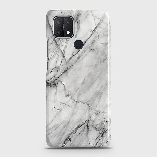 Oppo A15s Cover - Matte Finish - Trendy White Marble Printed Hard Case with Life Time Colors Guarantee