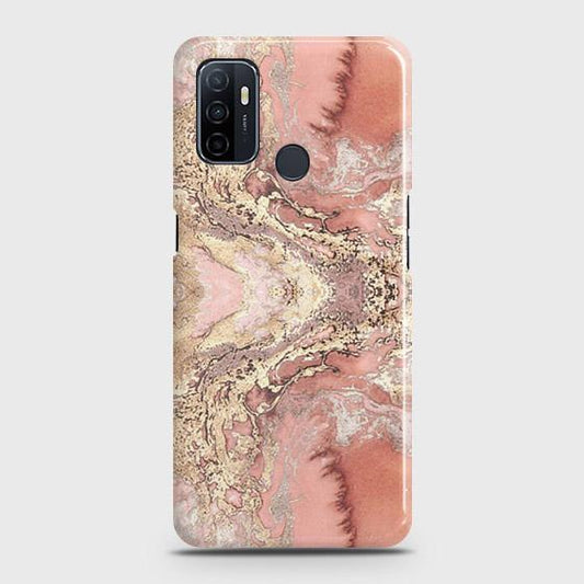 Oppo A53 Cover - Trendy Chic Rose Gold Marble Printed Hard Case with Life Time Colors Guarantee
