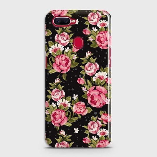 Oppo A5s Cover - Trendy Pink Rose Vintage Flowers Printed Hard Case with Life Time Colors Guarantee