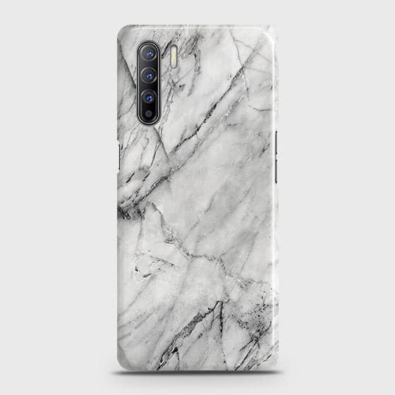 Oppo F15 Cover Matte Finish Trendy White Floor Marble Printed Hard Case with Life Time Colors Guarantee