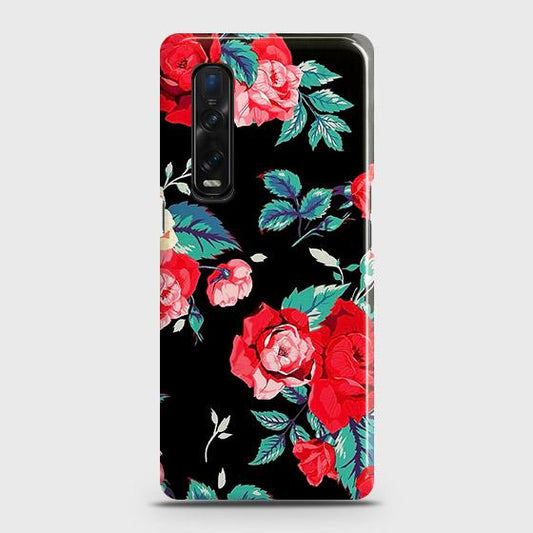 Oppo Find X2 Pro Cover - Luxury Vintage Red Flowers Printed Hard Case with Life Time Colors Guarantee