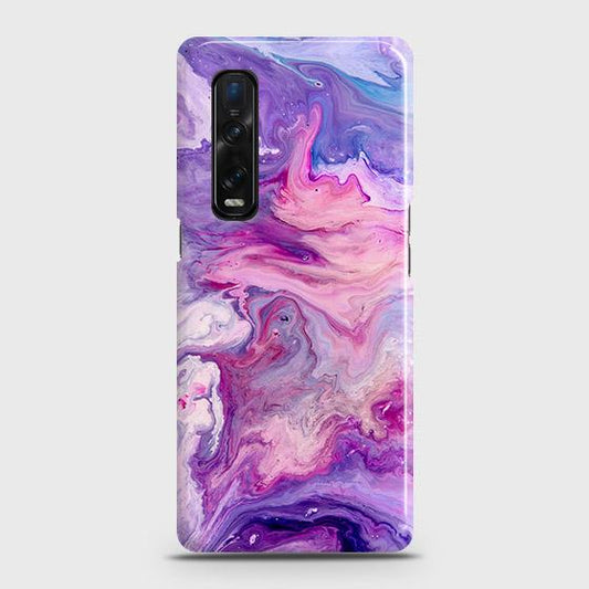Oppo Find X2 Pro Cover - Chic Blue Liquid Marble Printed Hard Case with Life Time Colors Guarantee