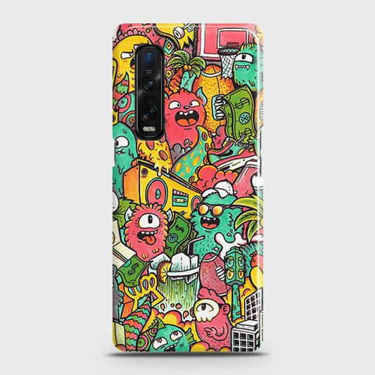 Oppo Find X2 Pro Cover - Matte Finish - Candy Colors Trendy Sticker Collage Printed Hard Case with Life Time Colors Guarantee