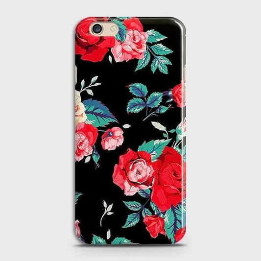 Oppo R9s Plus Cover - Luxury Vintage Red Flowers Printed Hard Case with Life Time Colors Guarantee ( Fast Delivery )