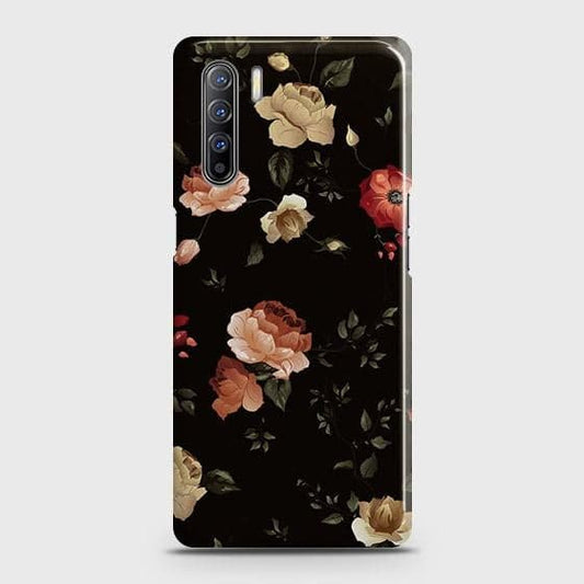 Oppo Reno 3 Cover - Matte Finish - Dark Rose Vintage Flowers Printed Hard Case with Life Time Colors Guarantee