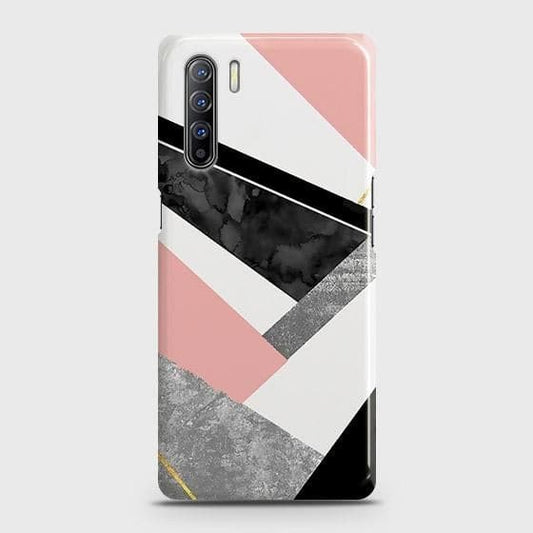 Oppo Reno 3 Cover - Matte Finish - Geometric Luxe Marble Trendy Printed Hard Case with Life Time Colors Guarantee