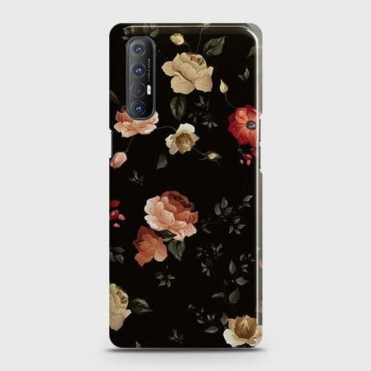 Oppo Reno 3 Pro Cover - Matte Finish - Dark Rose Vintage Flowers Printed Hard Case with Life Time Colors Guarantee