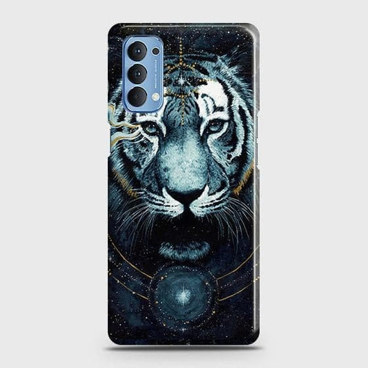 Oppo Reno 4 4G Cover - Vintage Galaxy Tiger Printed Hard Case with Life Time Colors Guarantee (2)