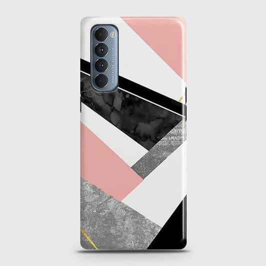 Oppo Reno 4 Pro 4G Cover - Matte Finish - Geometric Luxe Marble Trendy Printed Hard Case with Life Time Colors Guarantee