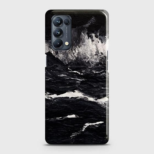 Oppo Reno 5 Pro 5G Cover - Black Ocean Marble Trendy Printed Hard Case with Life Time Colors Guarantee