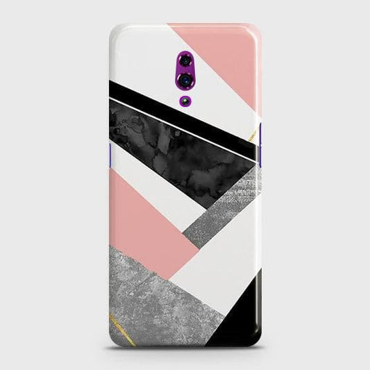 Oppo Reno Cover - Matte Finish - Geometric Luxe Marble Trendy Printed Hard Case with Life Time Colors Guarante