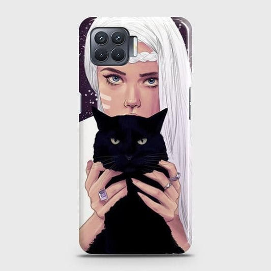 Oppo F17 Cover - Trendy Wild Black Cat Printed Hard Case with Life Time Colors Guarantee