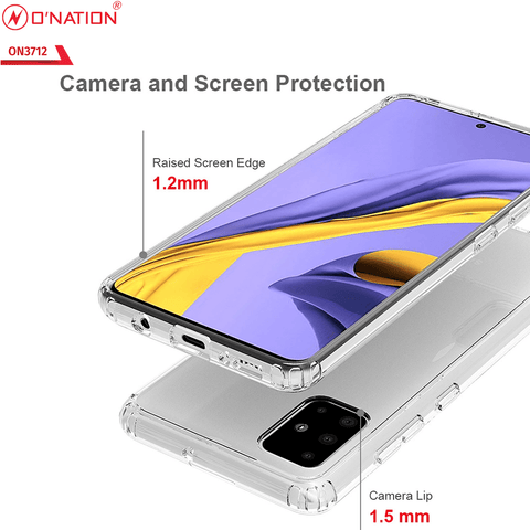 Samsung Galaxy A71 Cover  - ONation Crystal Series - Premium Quality Clear Case No Yellowing Back With Smart Shockproof Cushions