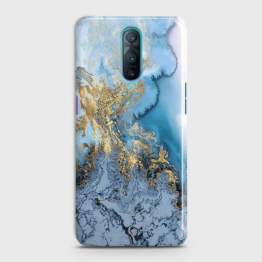 OPPO R17 Pro - Trendy Golden & Blue Ocean Marble Printed Hard Case with Life Time Colors Guarantee