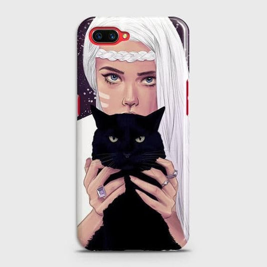 Oppo A3s Cover - Trendy Wild Black Cat Printed Hard Case with Life Time Colors Guarantee ( Fast Delivery )
