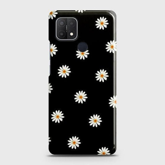 Realme C25s Cover - Matte Finish - White Bloom Flowers with Black Background Printed Hard Case with Life Time Colors Guarantee