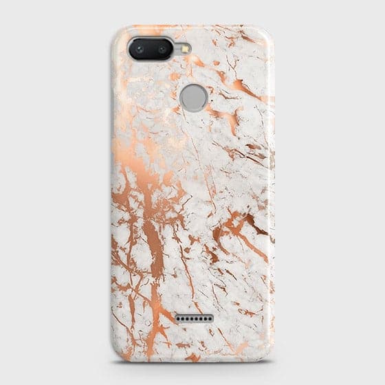 Xiaomi Redmi Cover In Chic Rose Gold Chrome Style Printed Hard