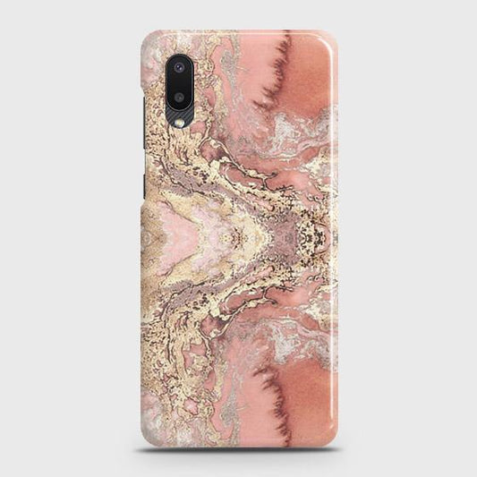 Samsung Galaxy A02 Cover - Trendy Chic Rose Gold Marble Printed Hard Case with Life Time Colors Guarantee