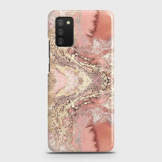 Samsung Galaxy M02s Cover - Trendy Chic Rose Gold Marble Printed Hard Case with Life Time Colors Guarantee ( Fast Delivery )