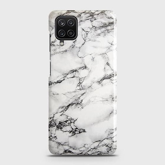 Samsung Galaxy A12 Cover - Matte Finish - Trendy Mysterious White Marble Printed Hard Case with Life Time Colors Guarantee b-70