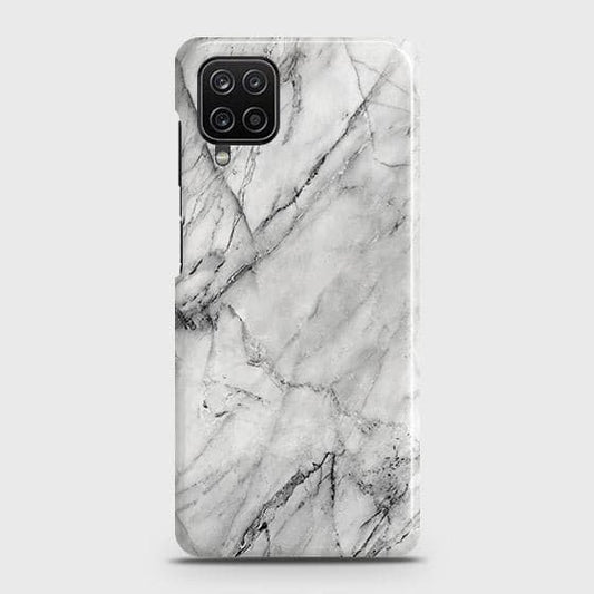 Samsung Galaxy A12 Cover - Matte Finish - Trendy White Marble Printed Hard Case with Life Time Colors Guarantee