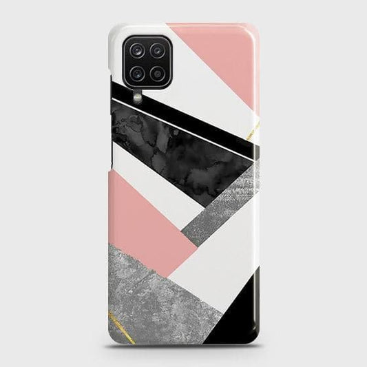 Samsung Galaxy A12 Cover - Matte Finish - Geometric Luxe Marble Trendy Printed Hard Case with Life Time Colors Guarantee